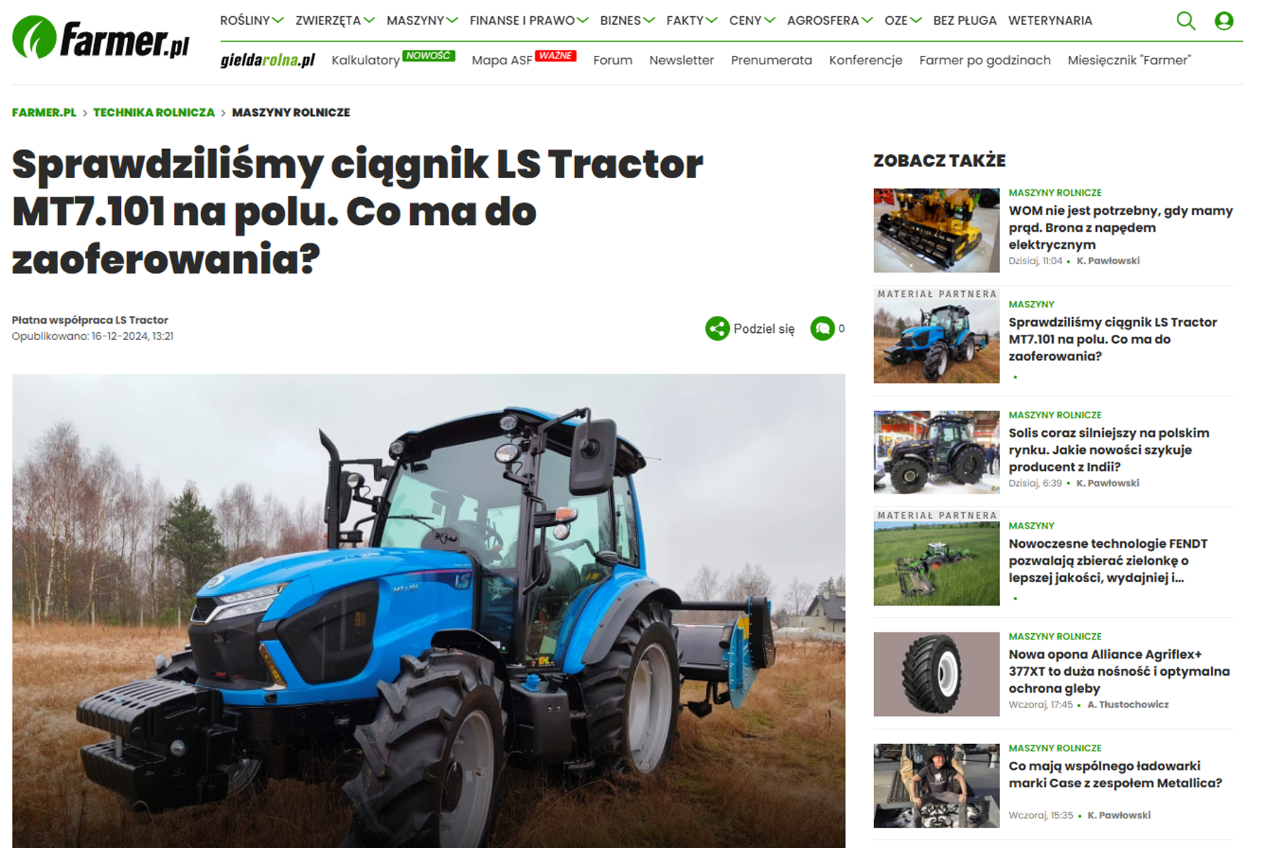 Jesteśmy w mediach! Farmer.pl – czołowy portal dla nowoczesnych rolników